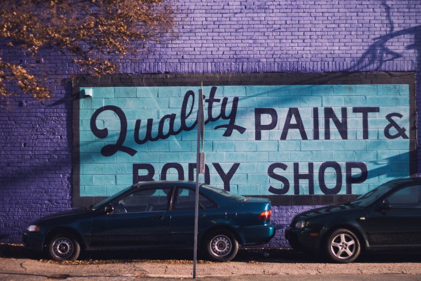 durham, north carolina, auto, car, paint, body shop, street, city, urban, purple