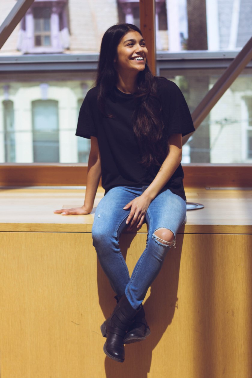 woman, portrait, toronto, model, smile, happy, red