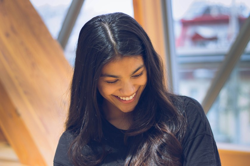 woman, portrait, toronto, model, smile, happy, red